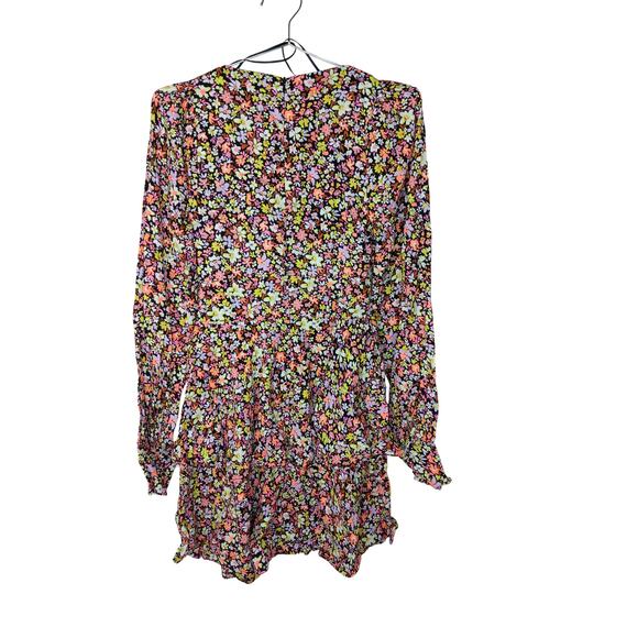 AFRM Womens Crepe Tiered Fit & Flare Mini Dress XS Noir Wildflower Floral NWT - Picture 4 of 15